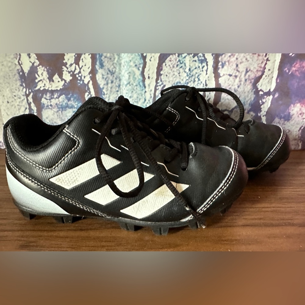 Adidas Kids Sport Cleats Size 12K Baseball Black White Lace Up Athletic
